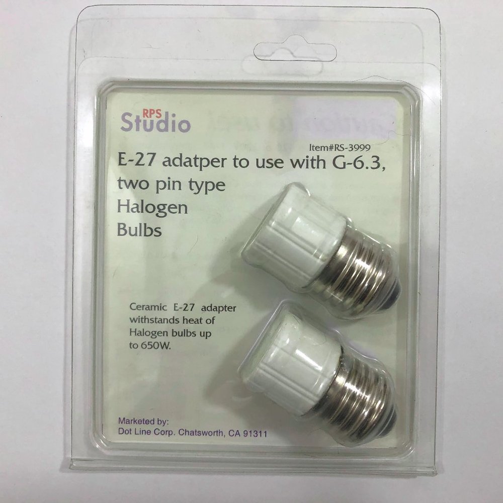 NWT RPS E-27 Ceramic Adapaters for 2 Pin Type Halogen Lamps Set of 2
